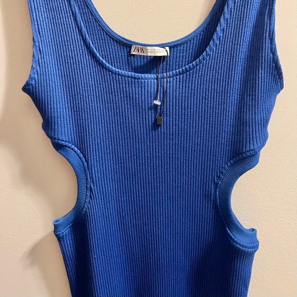 Zara Blue Cut Out Mini Dress - Picture 2 of 3